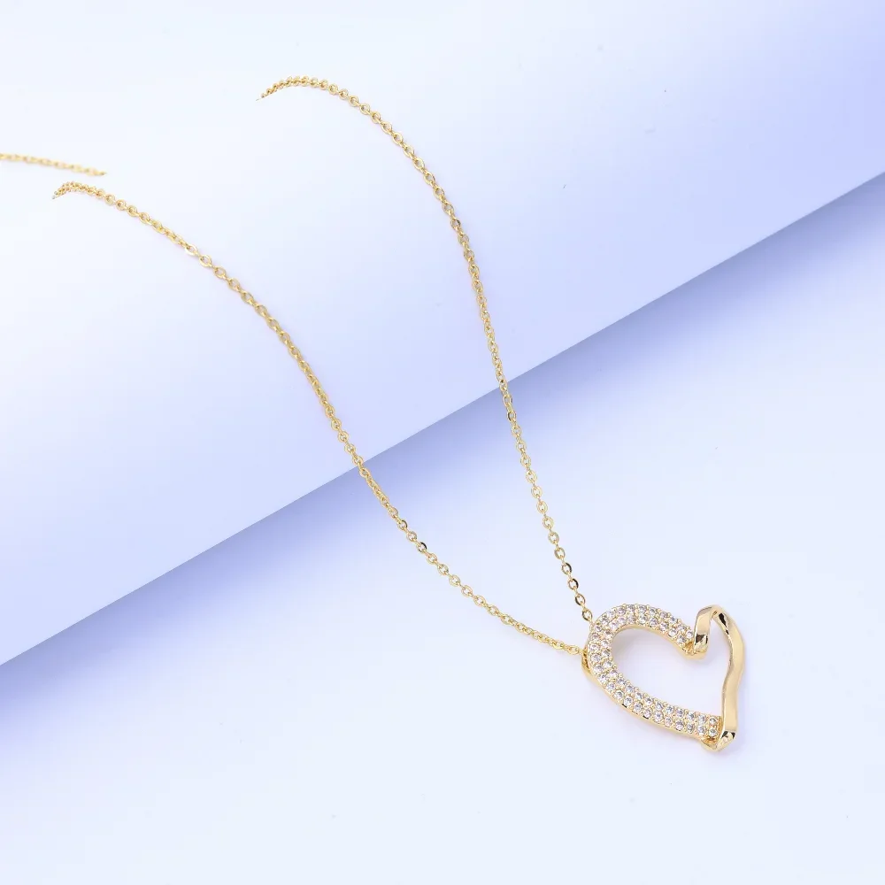 Colar de amor zircão, luxo leve, corrente de clavícula, galvanoplastia, galvanoplastia, preservação de cor, simples, estilo INS, clavi