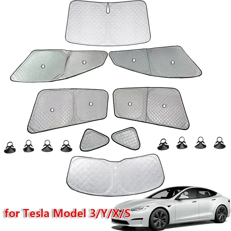 für Tesla Modell 3 Y S X 2025-2020 2026, Upgrade, Sichtschutz, Seitenfenster, Sonnenschutz, vorne und hinten, Windschutzscheibe, Blindschattierung, Outdoor, Camping – Detail 1