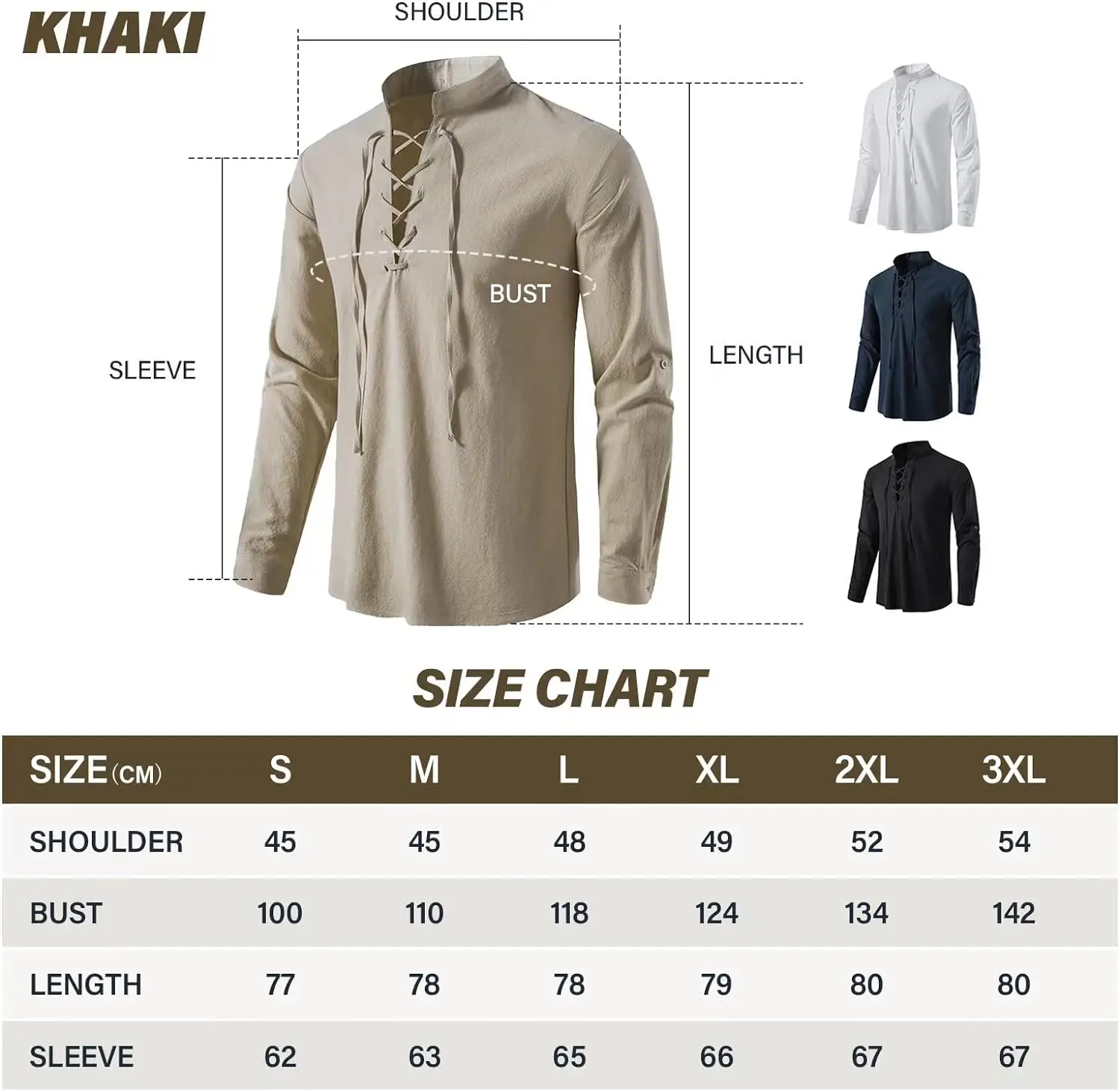 Mens Renaissance Shirt Long Sleeve Medieval Retro Lace Up Shirt Men Linen Pirate Costume