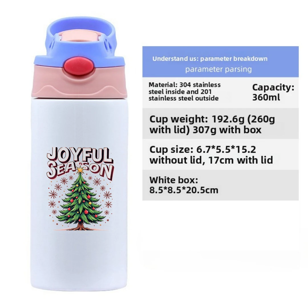 304 roestvrijstalen thermische beker + cartoon kerstboom strobeker draagbaar op maat gemaakt cadeau voor kinderen, must-have voor Kerstmis