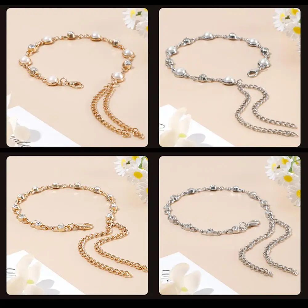 

Удерживающие свободные шнурки на щиколотке, шнурки для обуви, фиксирующие ремни для обуви, цепочка для обуви на высоком каблуке, украшение для обуви, жемчужные шнурки, регулируемые