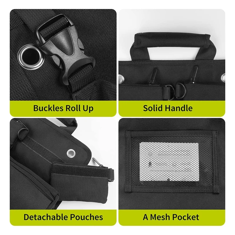 Tool Roll Up Bag, Roll Tool Organizer With 3 Detachable Pouches, Tool Roll Pouch For Mechanic/Electrician/Motorcycle