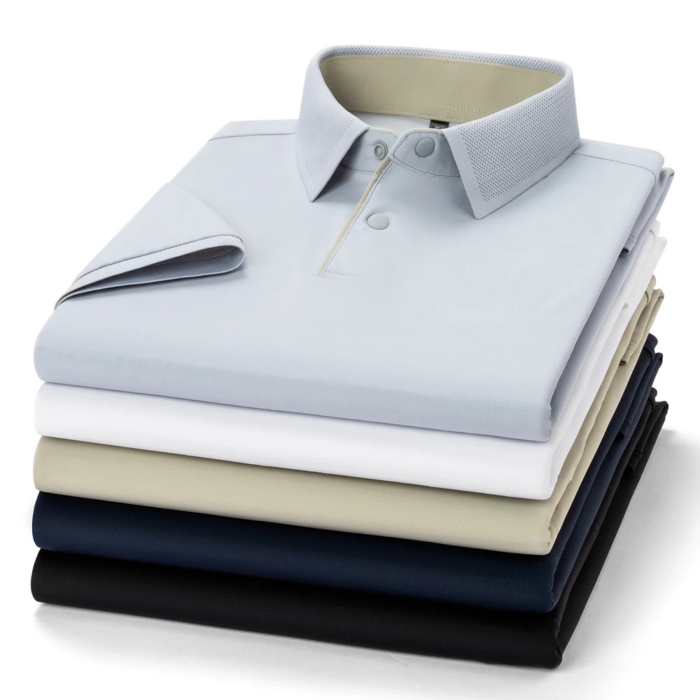 Men's Polo Shirts 2 Buttons Short Sleeve Summer Golf Collared Basic Shirts Breathable Stretch Skin-friendly Soft Classic Polos