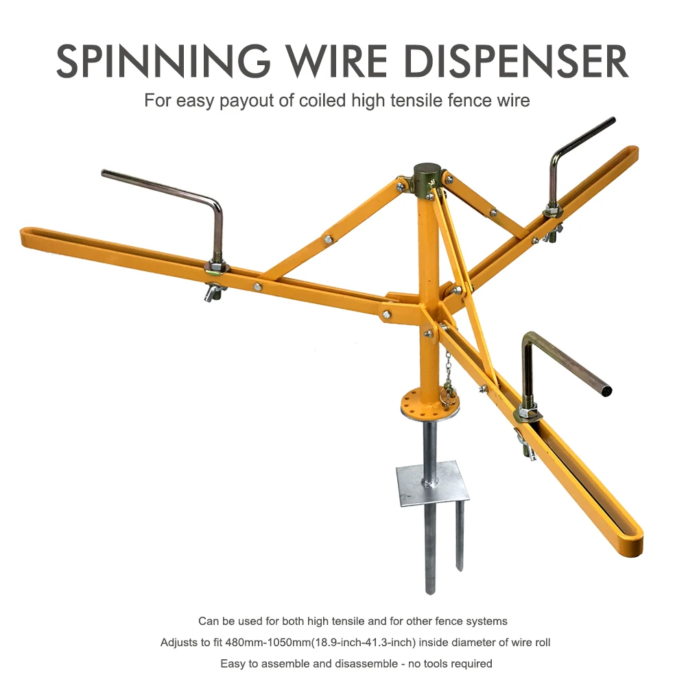 Spinning Wire Dispenser Adjustable Collapsible Fence Wire Reel Holder for High Tensile Fencing Wire Farm Fencing Tool