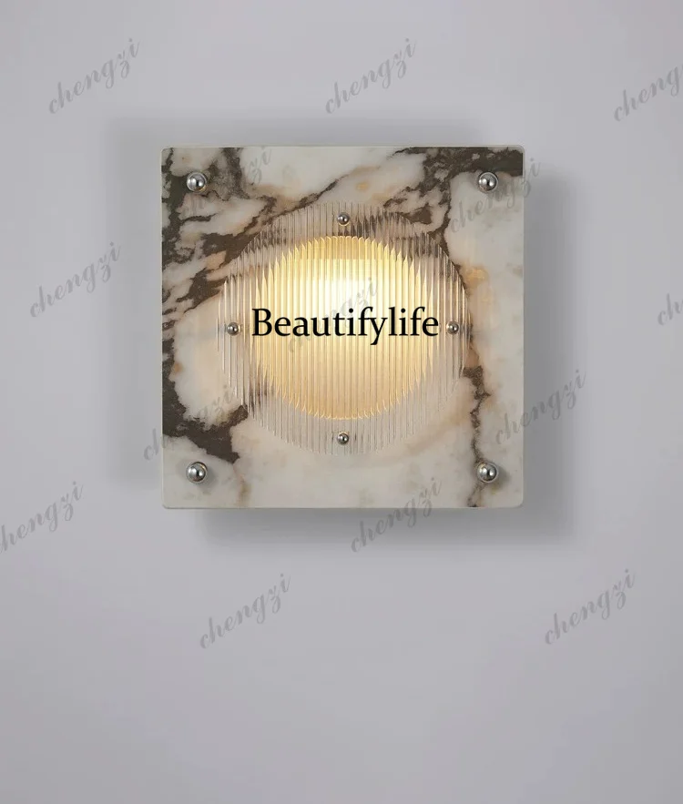 French square bedside wall lamp, new corridor aisle living room TV background wall lamp