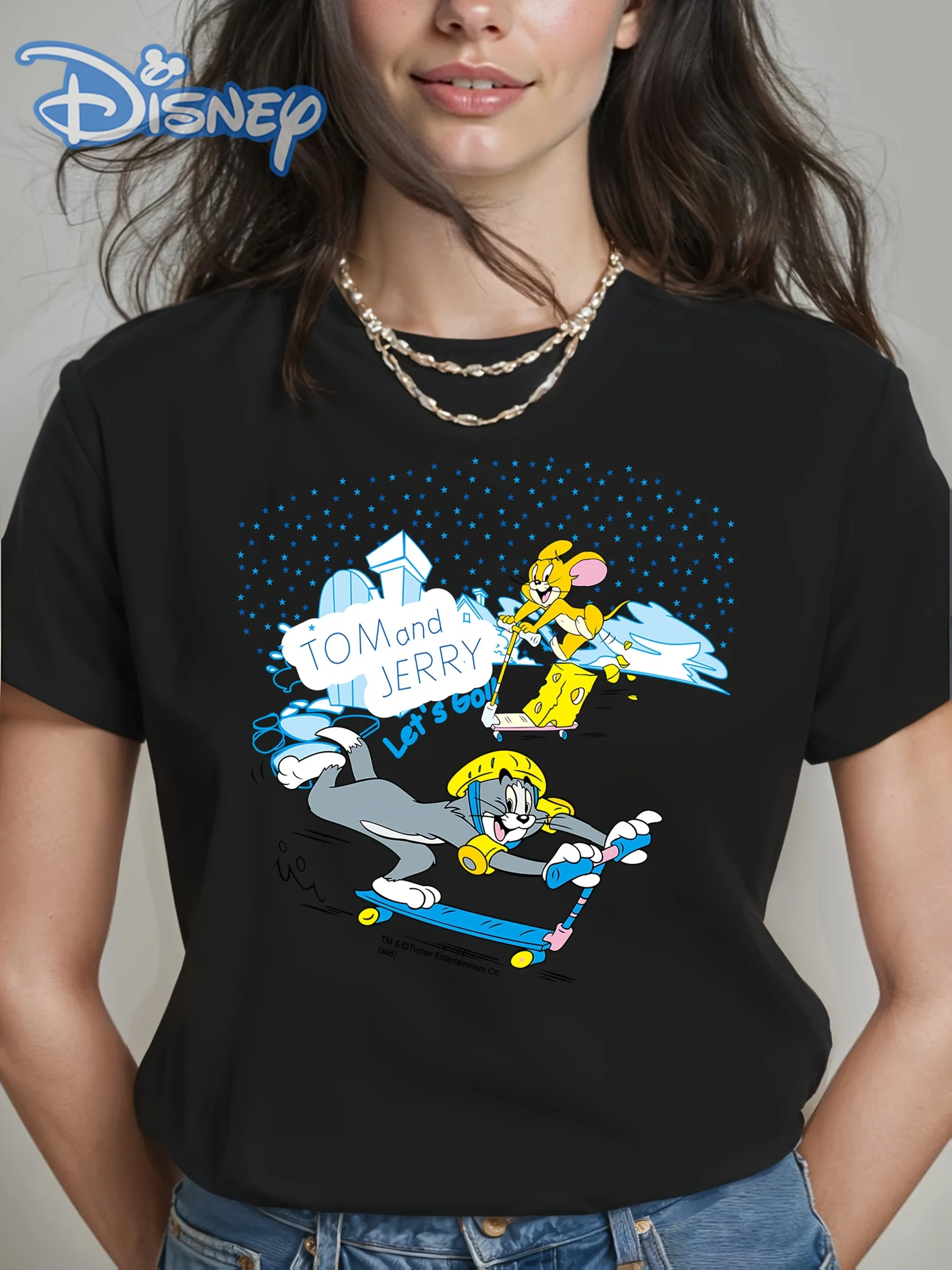 

Том и Джерри Графический принт Лето Осень Зима Хлопковые мужские и женские футболки с короткими рукавами Роскошный бренд для занятий спортом на открытом воздухе