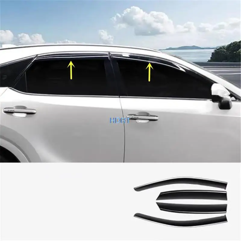 Car Styling Windows Visor For Lexus RX RX350h RX450h RX500h 2023 + Smoke Deflector Guard Sun Rain Eyebrow Decoration Accessories