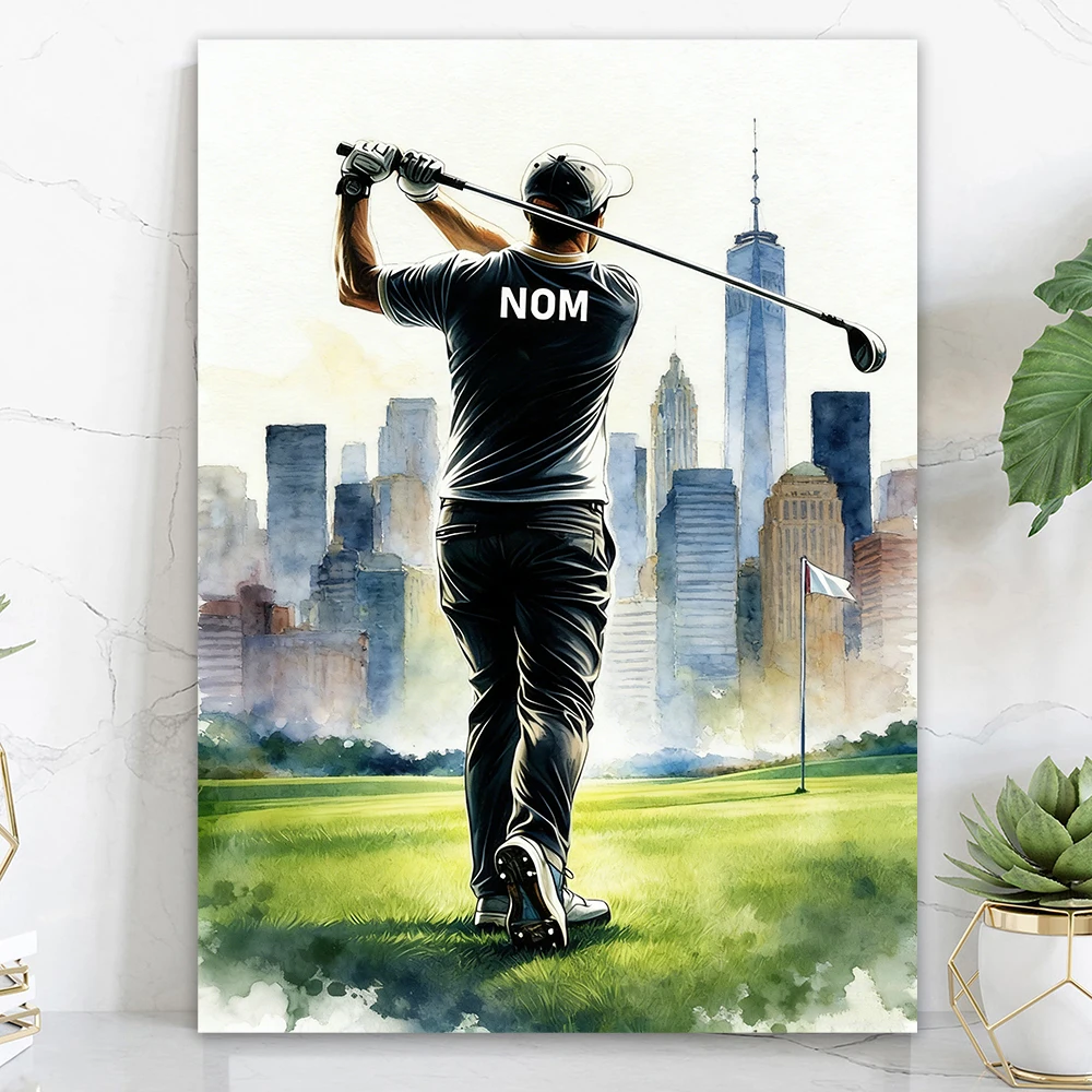 

Personalized Golfer Poster with Name Prints Custom Sports Player Poster Canvas Painting Women Golf Gift Home Office Wall Decor