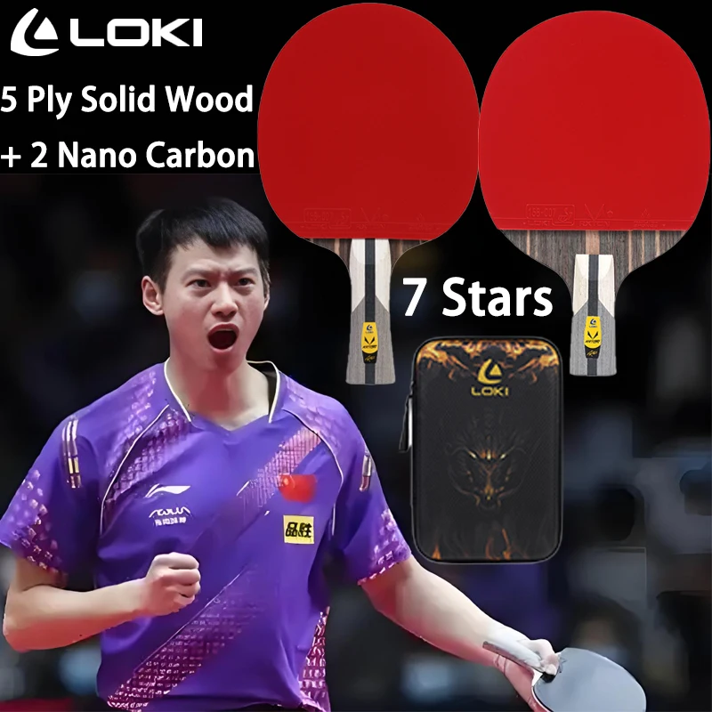 

LOKI Table Tennis Rackets 7 Stars Pro Level Ping Pong Paddle Finished Racket With Double-sided Pips in Rubber For Training