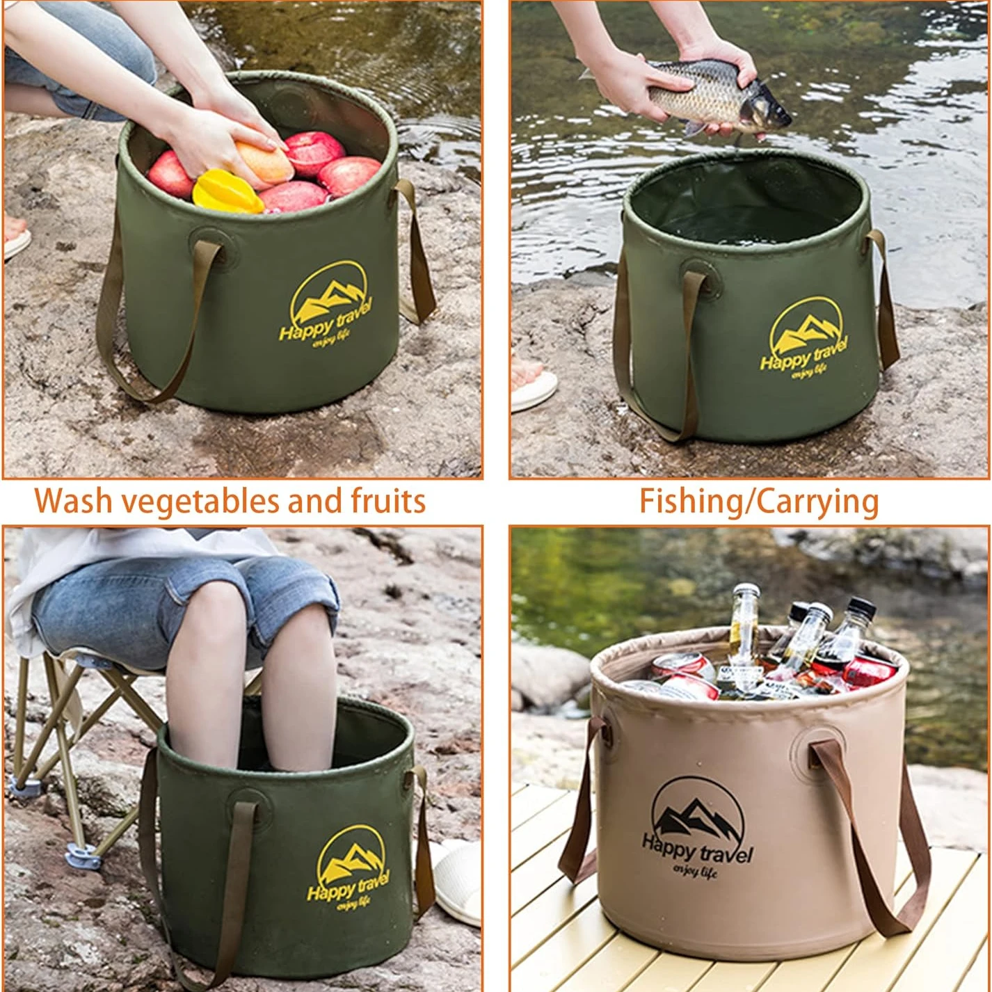 5/10/20L Folding Portable Bucket with Cover Car Wash Fishing Bathroom Tool Silicone Bucket Outdoor Camping Household Supplies view 5