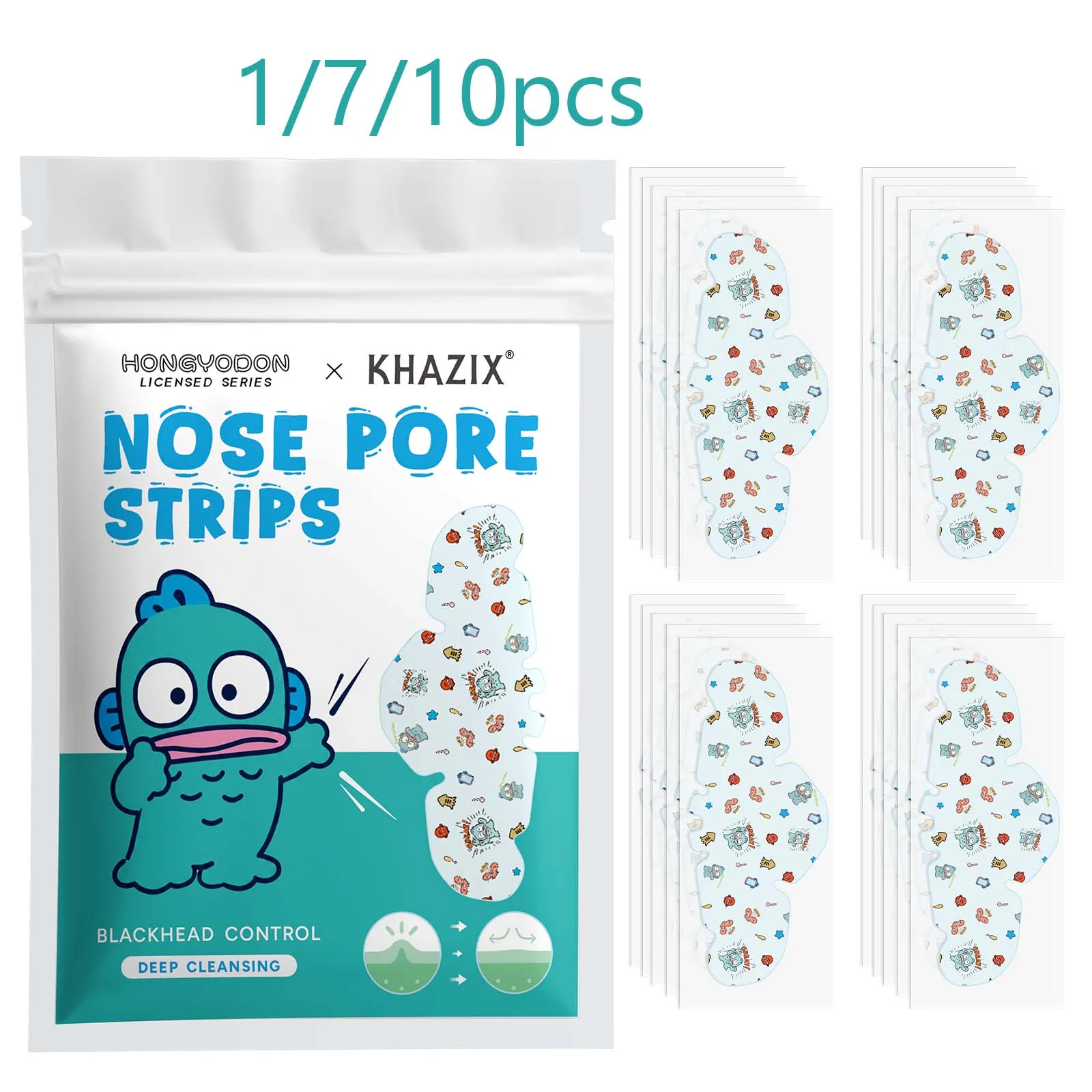 1/7/10PCS Blackhead Nose Pore Strips Deep Cleansing Nose Patches Cute Animal Design with Swab for Daily Pore Care