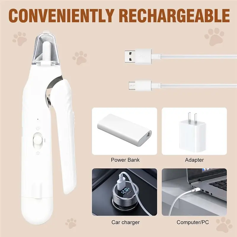 INLIG-Quiet 2-In-1 Pet Nails Clipper And Grinder- Less Than 40 Decibels, USB Rechargeable For All Pets