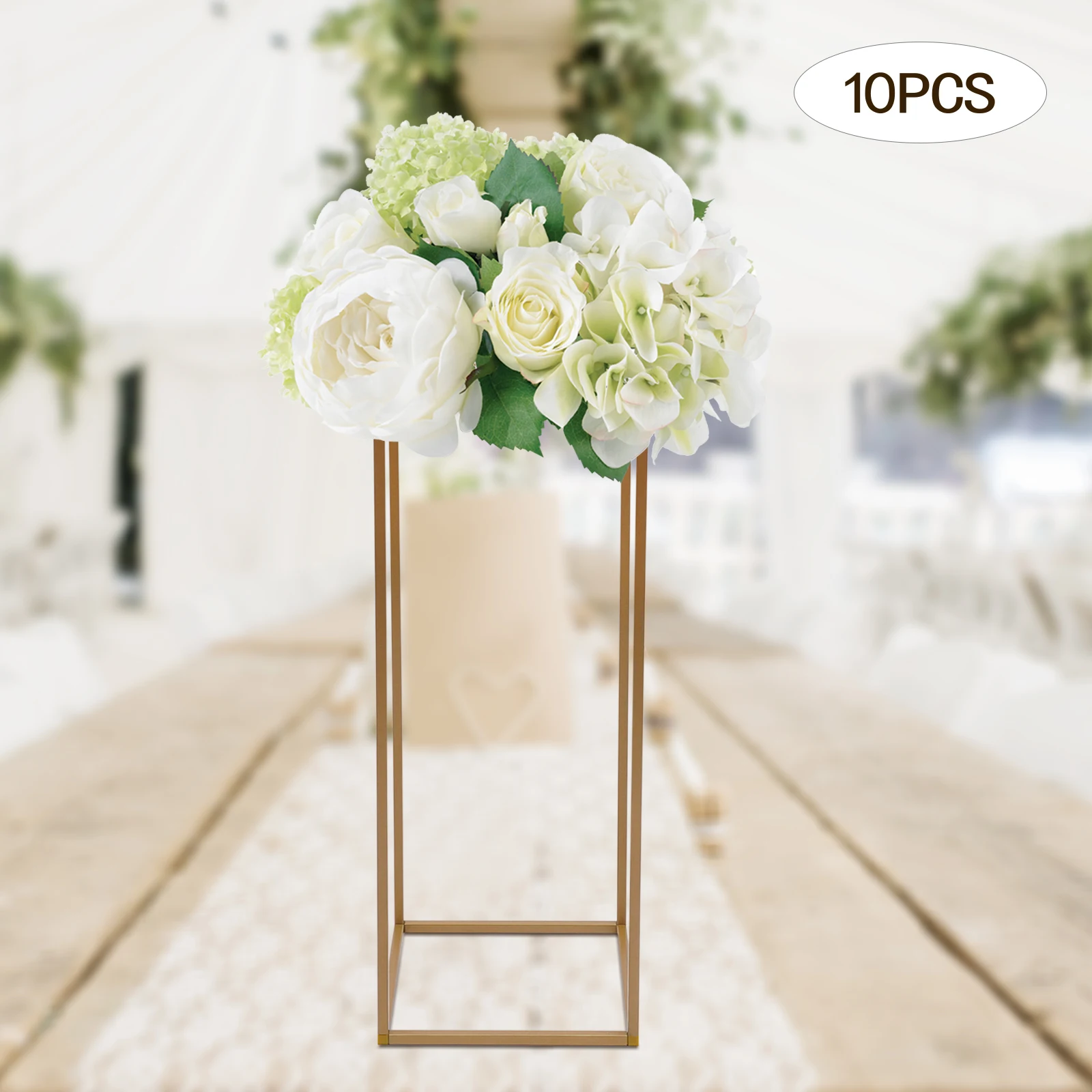 10PCS 23.6Inch Tall Gold/White Metal Flower Stand for Wedding Table Centerpieces Decor Set of 10 Metal Flower Stand Wedding