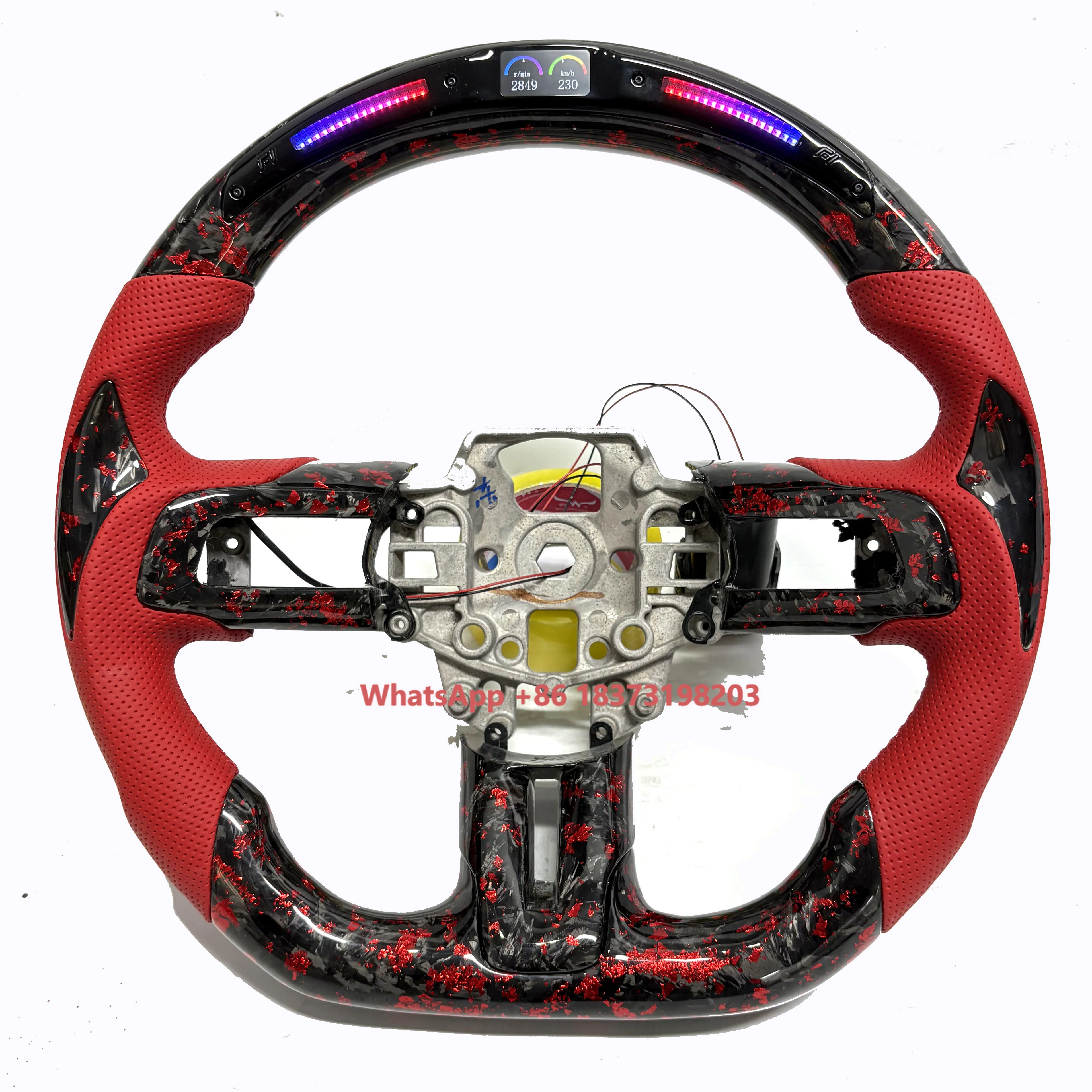 

2014-2023 Мустанг заводская цена индивидуальный руль светодиодный красный кованый углеродное волокно натуральная кожа личность