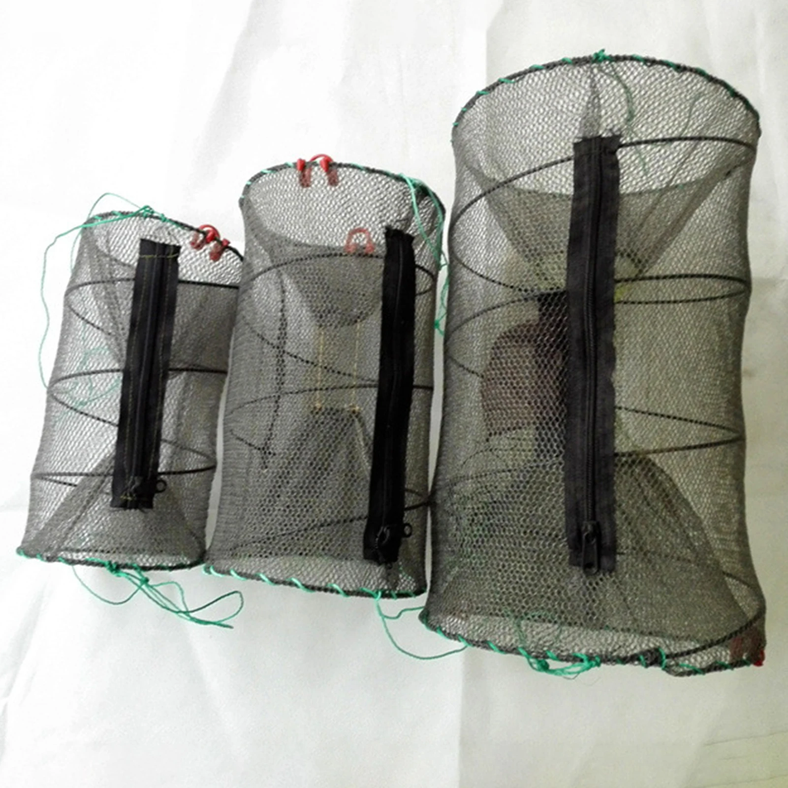 Freshwater Fishing Shrimp Trap Foldable Crab Cage Net Portable Galvanized Steel Wire And Nylon Mesh For Lake River Pond Durable