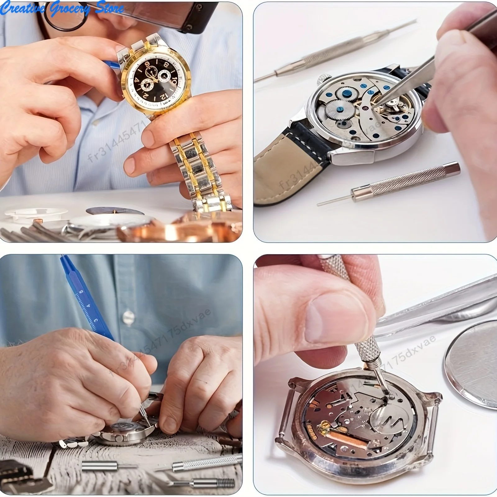 212pcs Watch Opener Repair Tool Kit Clock Pry Knife Screwdriver Pin Hammer Set Watchmaker Band Link Clockmaker Accessory