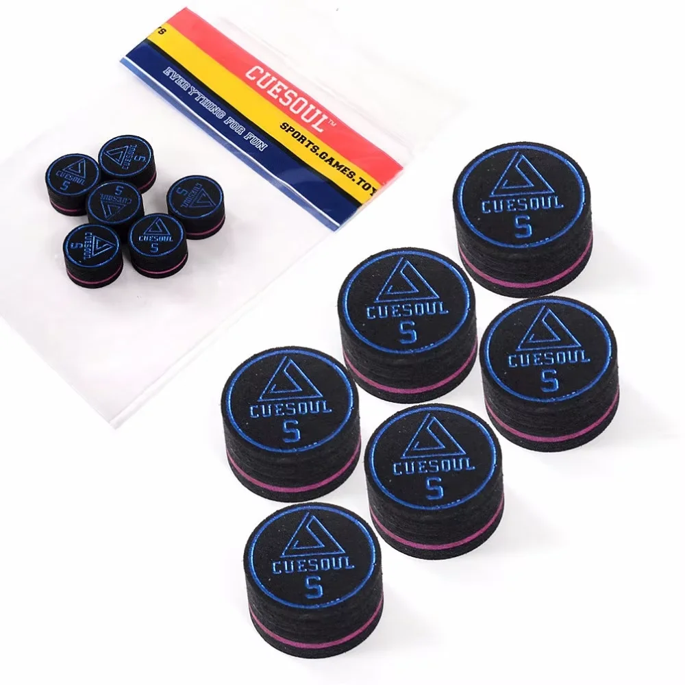CUESOUL-Juego de 6 puntas de Taco de billar de piel de cerdo, 14mm, 8 capas, suave