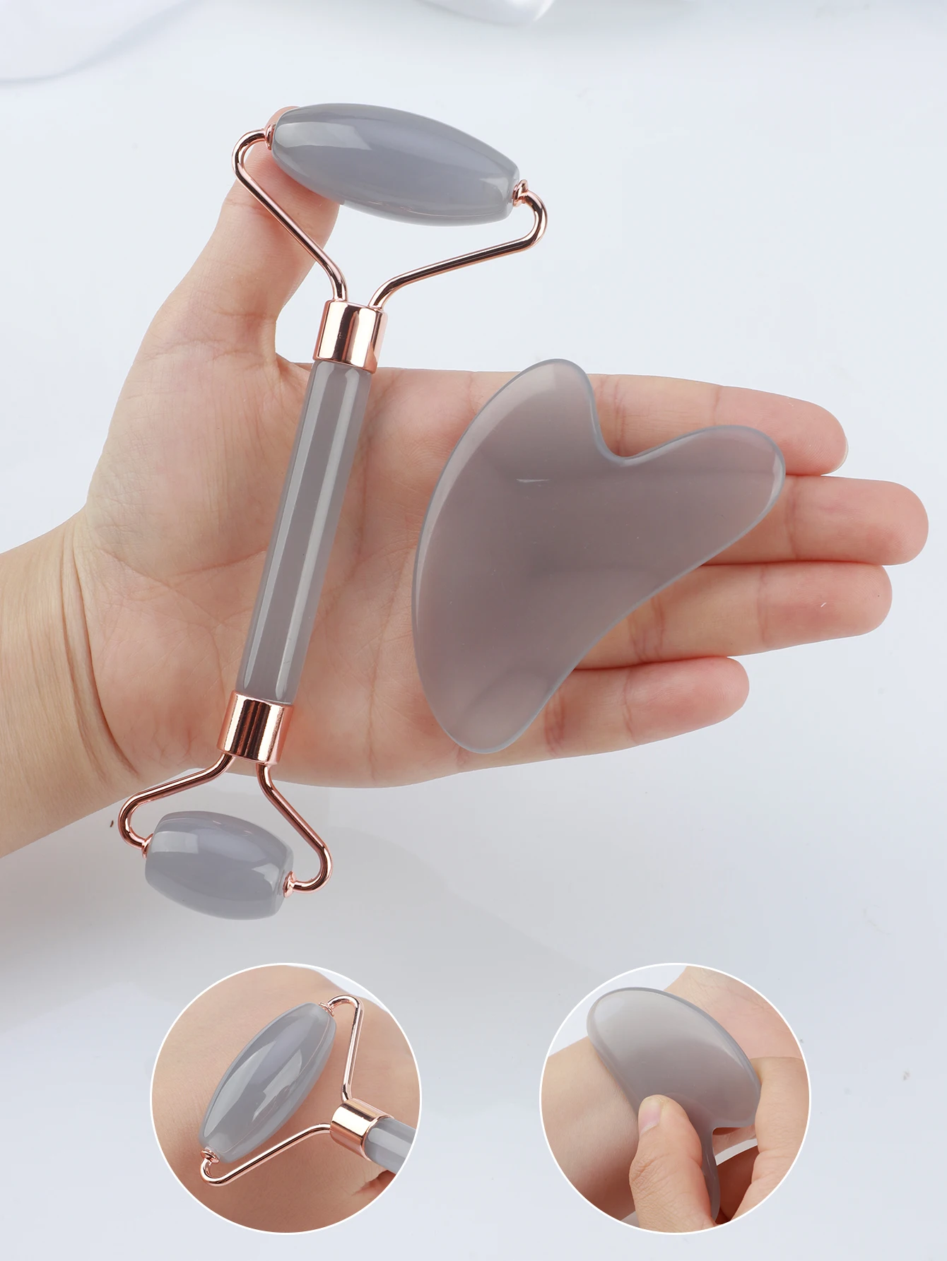 4 قطع من حزمة شعر الوجه مع رباط شعر، أسطوانة تدليك ماصة للزيت من الراتنج، لوح كشط، مجموعة مزيل مكياج شبكي ثلجي مضغوط #3