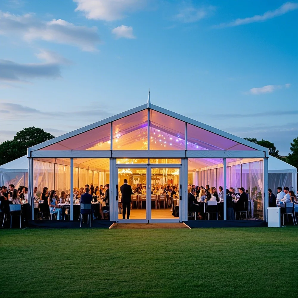 Custom Large Clear Span Marquee Tent Luxury Aluminum Frame Waterproof Outdoor Wedding Event Exhibition Party Tent Design