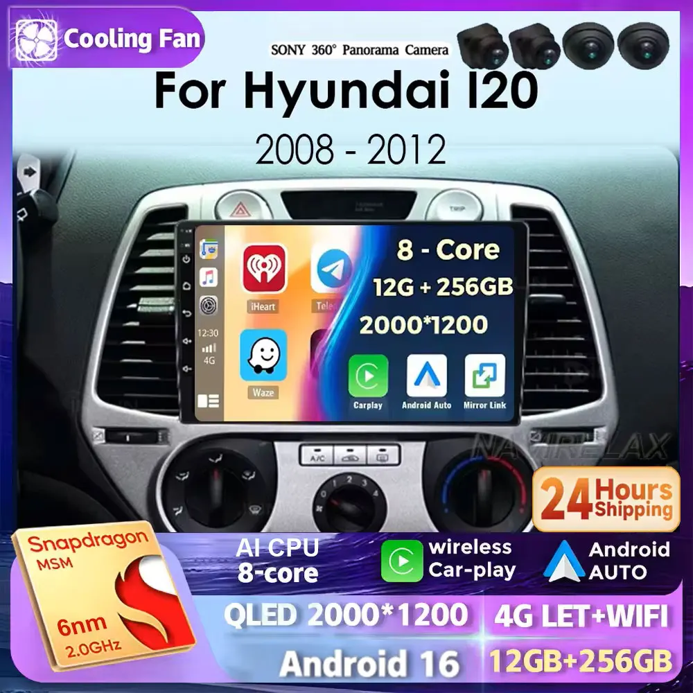 Android 16 Carplay For Hyundai I20 2008 2009 2010 2011 2012 Car Radio Stereo Multimedia Video Player WIFI Touchscreen
