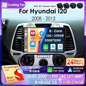 Android 16 Carplay para Hyundai I20 2008 2009 2010 2011 2012 Radio de coche estéreo reproductor multimedia de video WIFI con pantalla táctil 1
