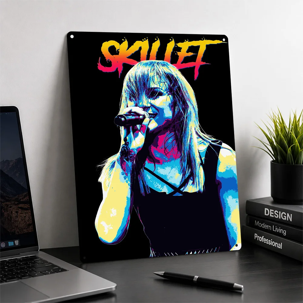 Skillet Band Pop Art Personalized 3D Textured Metal Poster Wall Art Vintage Tin Signs for Bathroom Decor Living Room Decoration