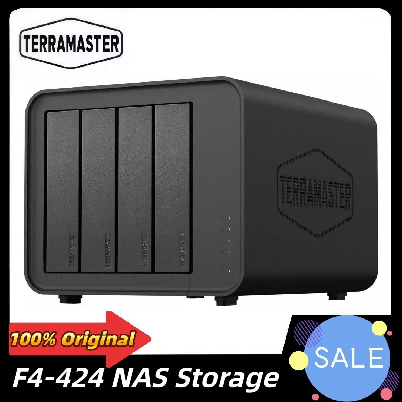 TERRAMASTER F4-424 NAS Storage 4Bay - N95 Quad-Core CPU, 8GB DDR5 RAM, 2.5GbE Port x 2, Network Attached Storage (Diskless)