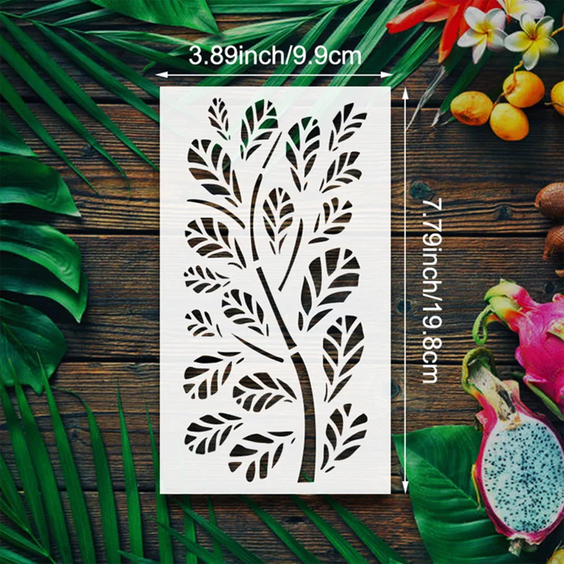 DIY Plant Flower Stencils Reusable 19.8x9.9cm for Wall Scrapbook Journal Album Embossing Graffiti Decoration Painting Template