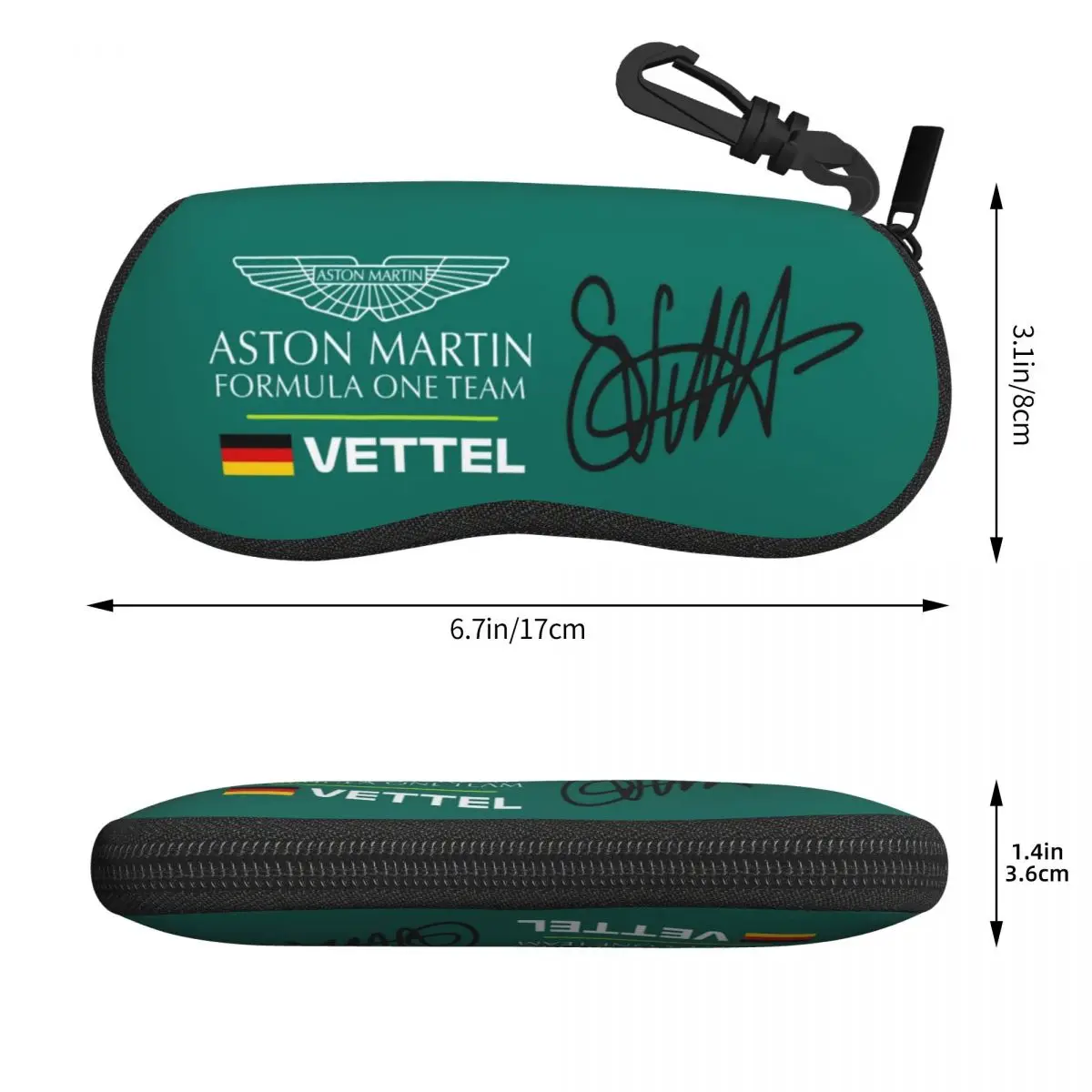 Sebastian Vettel, Aston Martin Shell Glasses Case Protector Sunglasses Box Women Men Soft Eyeglasses Bag Pouch