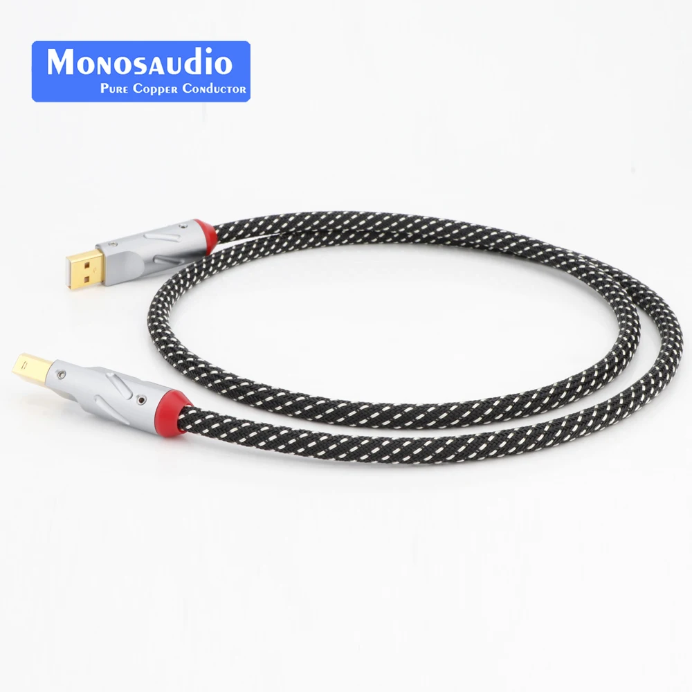 Monosaudio OFC USB2.0 Cable 24K Gold USB A To USB B Connector Wire Digital Audio A to B high-end Hifi Data Line