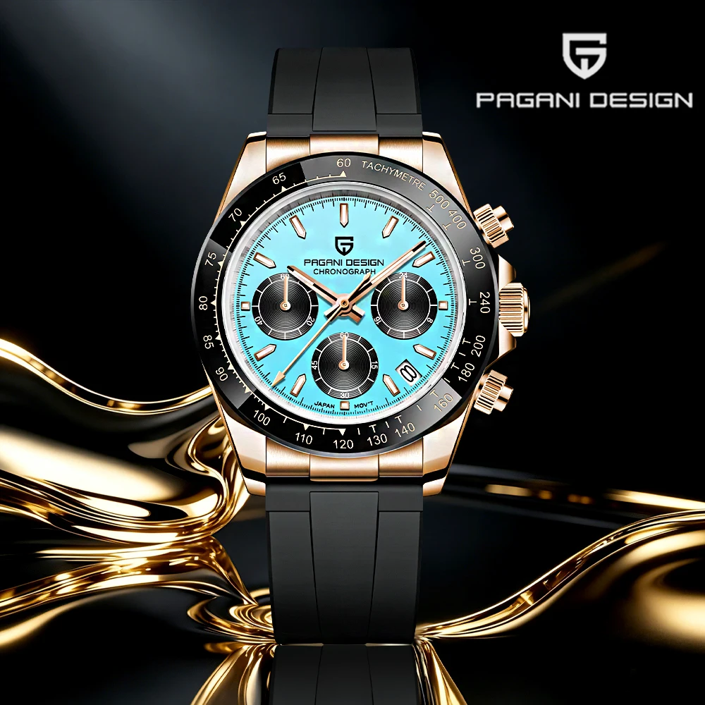 

2026 Pagani design top luxury Rose Gold blue Men's Quartz watch VK63 sports Chronograph Waterproof Sapphire watch men's relógios