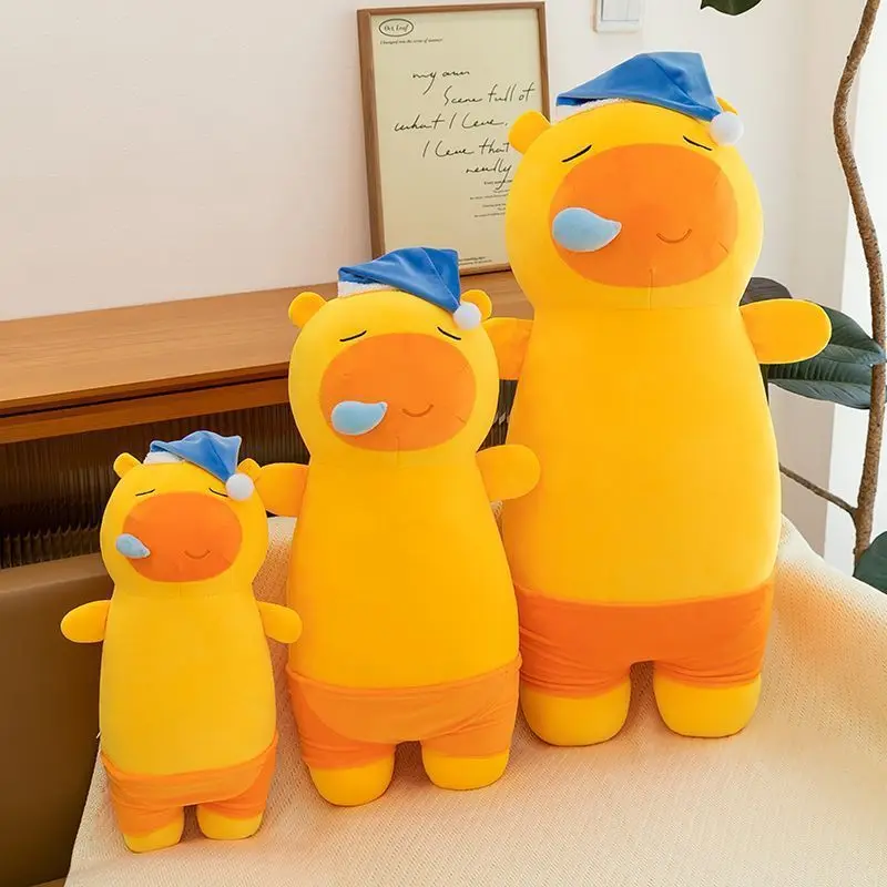 かわいい眠そうなカピバラのぬいぐるみ枕 - 大きな脚を抱き締めるいびきおもちゃ、ゆっくり戻る柔らかい低刺激性洗える睡眠ギフト