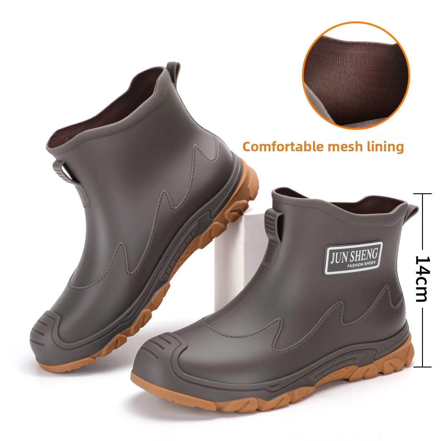 

Anti-Slip Short Tube Rain Boots Men Women Low Top Waterproof Kitchen Fishing Couple Shoes Thick Warm Universal Spring Autumn