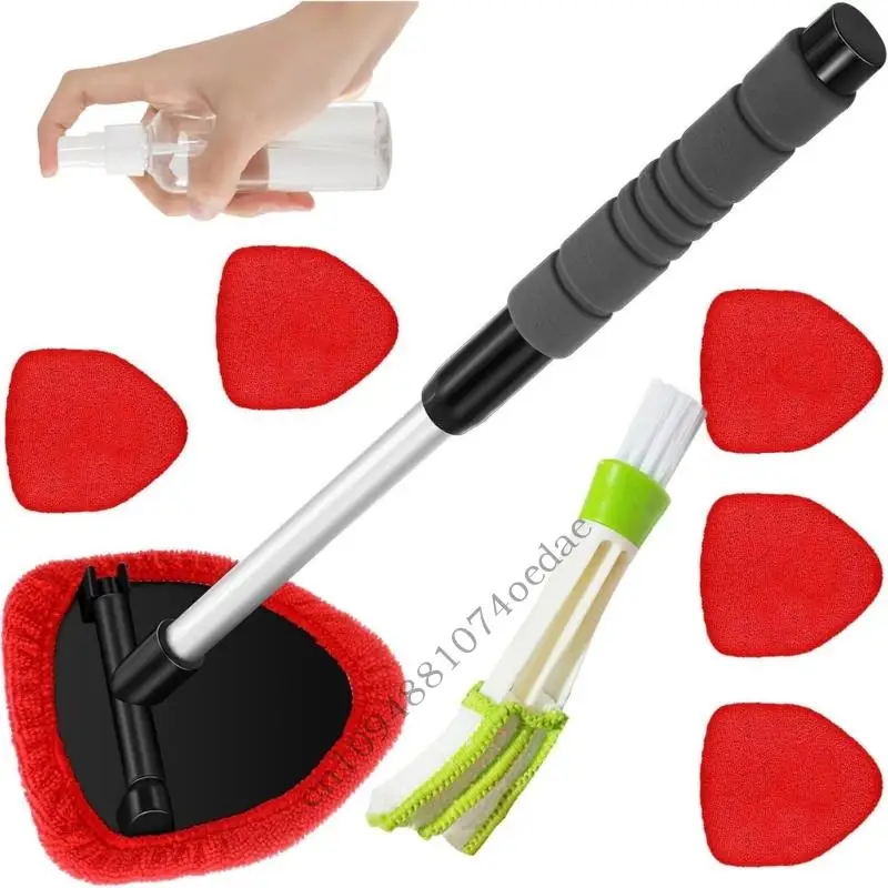 0XXC مقبض ألمونيوم لتنظيف نوافذ السيارة قابل للسحب لتنظيف الزجاج الخارجي الداخلي #2