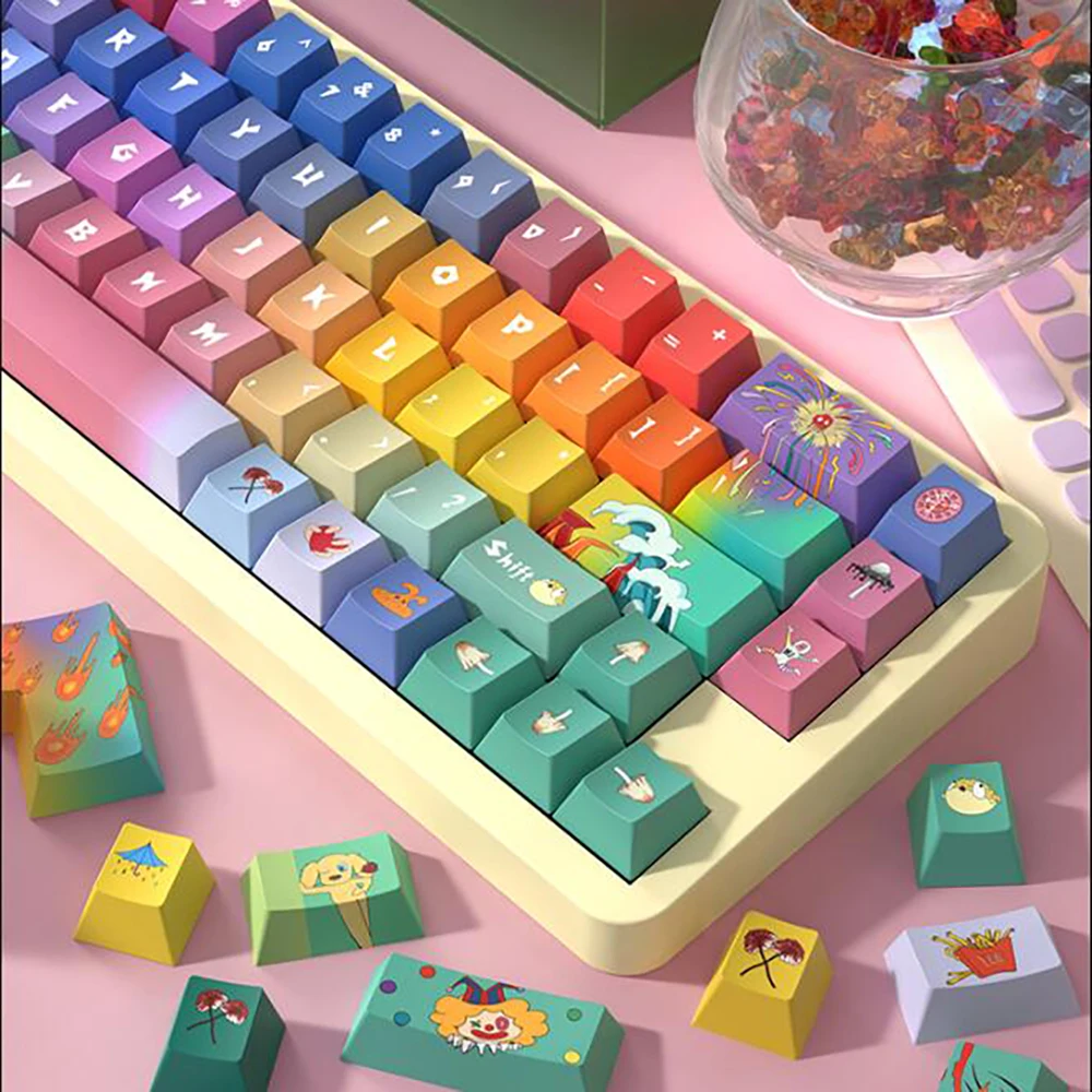 138 คีย์ Original Theme Keycaps โปรไฟล์เชอร์รี่น่ารักอะนิเมะ PBT Keycap ที่กําหนดเองสําหรับแป้นพิมพ์ระเหิดบุคลิกภาพหมวก