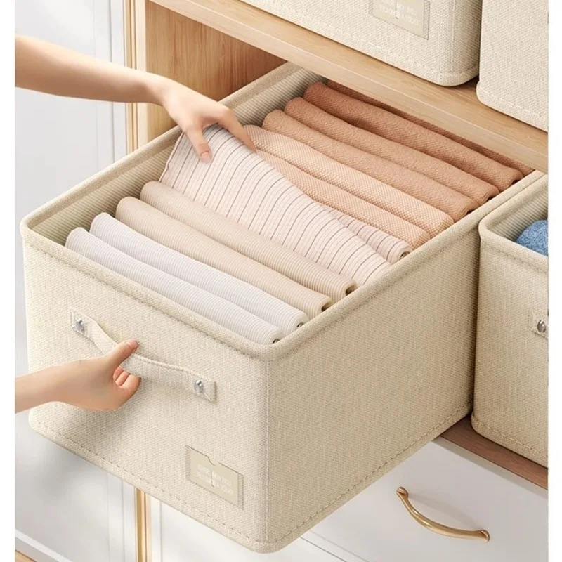 

Joybos Storage Box Fabric Cotton and Linen Folding Wardrobe Storage Box Quilt Blanket Toys Closet Storage Organizer Wholesale