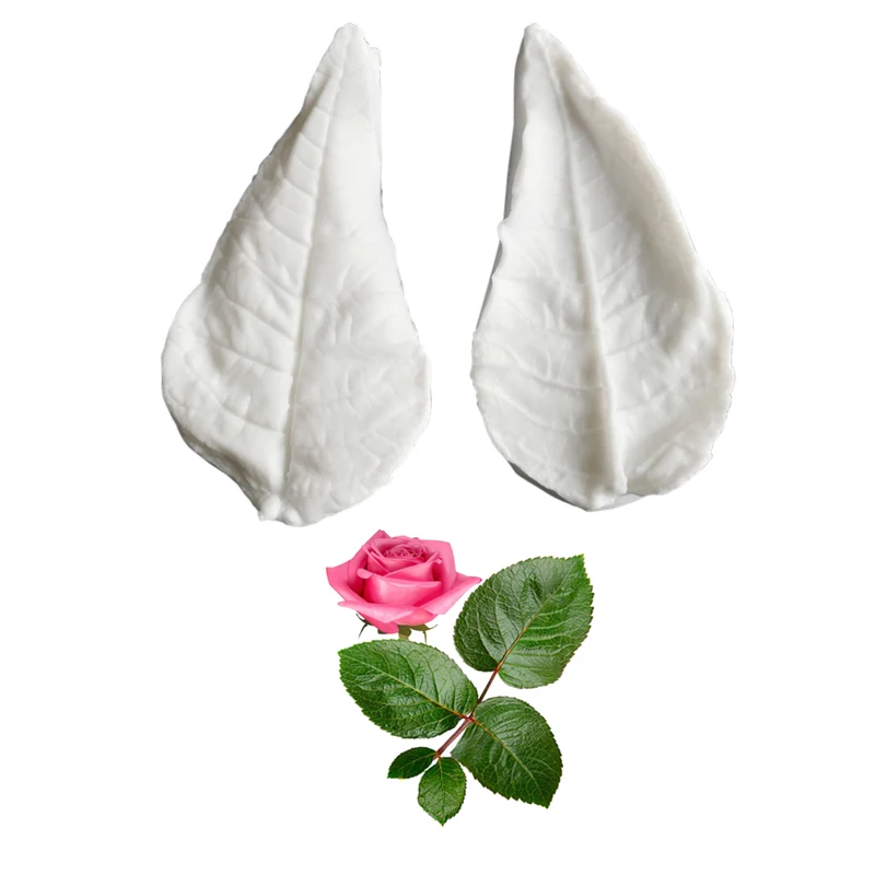 M130 Rose Leaf Flower Veiners Silicone Mold Fondant Sugarcraft Gumpaste Clay Moulds Water Paper Cake Decorating Tools