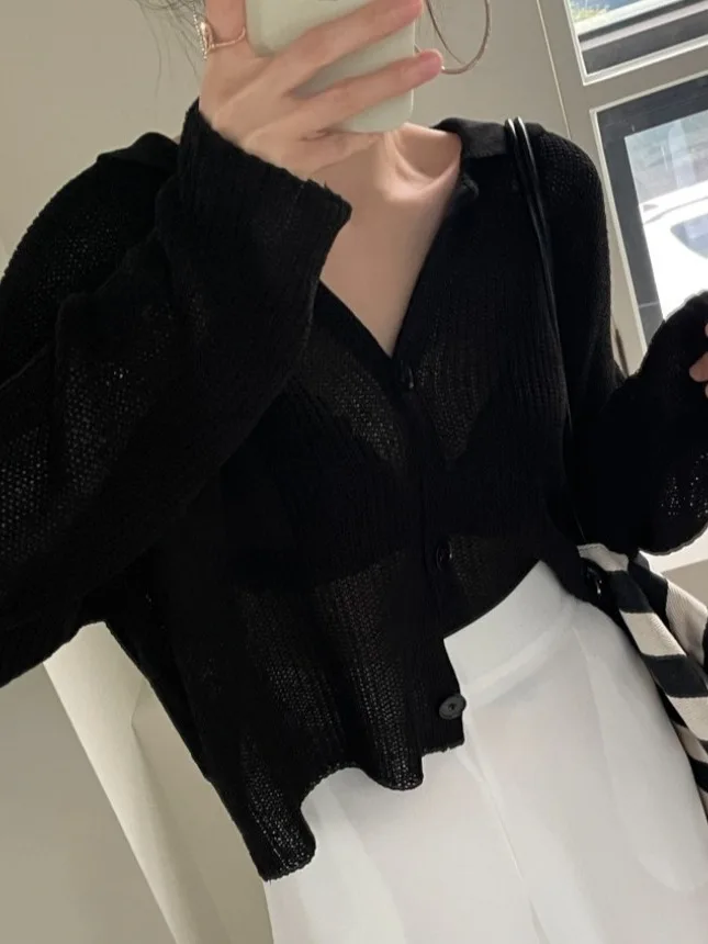 Chic Sommer Neue Sle Dünne Lange Sve Gestrickte Pullover frauen Lose Faul Offene Strickjacke Retro Kragen Pendeln Sle Herbst winter