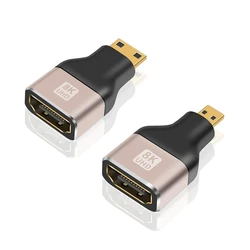 8K@60Hz Mini Micro HDMI-compatible Male to HDMI-compatible2.1 Female Adapter Converter for Camera Tablet Laptop HDTV Monitor