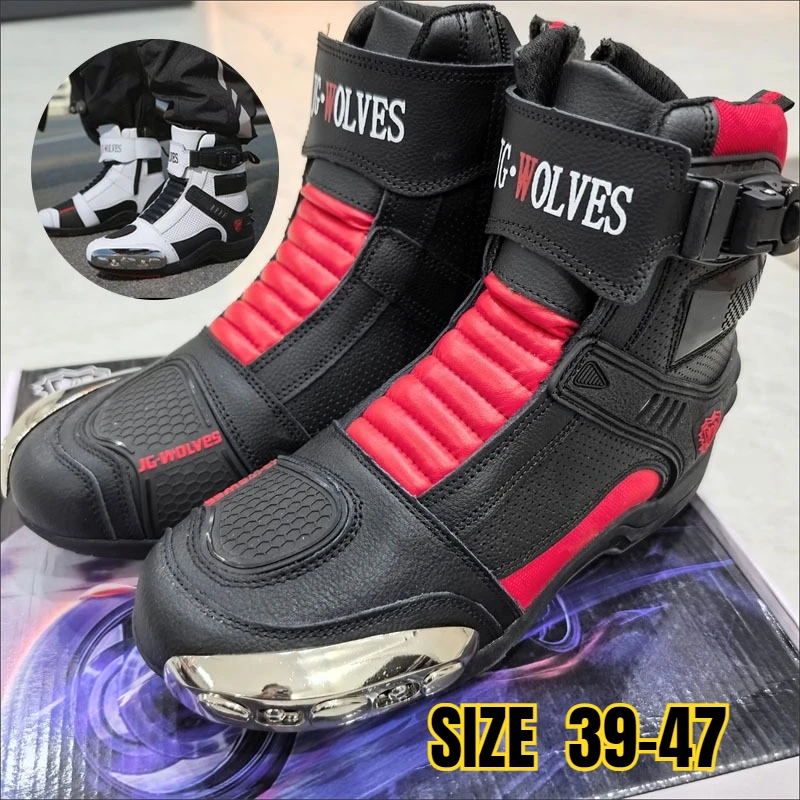 

Motorcycle Protective Riding Boots Unisex New Four Season Fashion Off-road High Top Breathable Anti Slip Chaussure Moto Homme