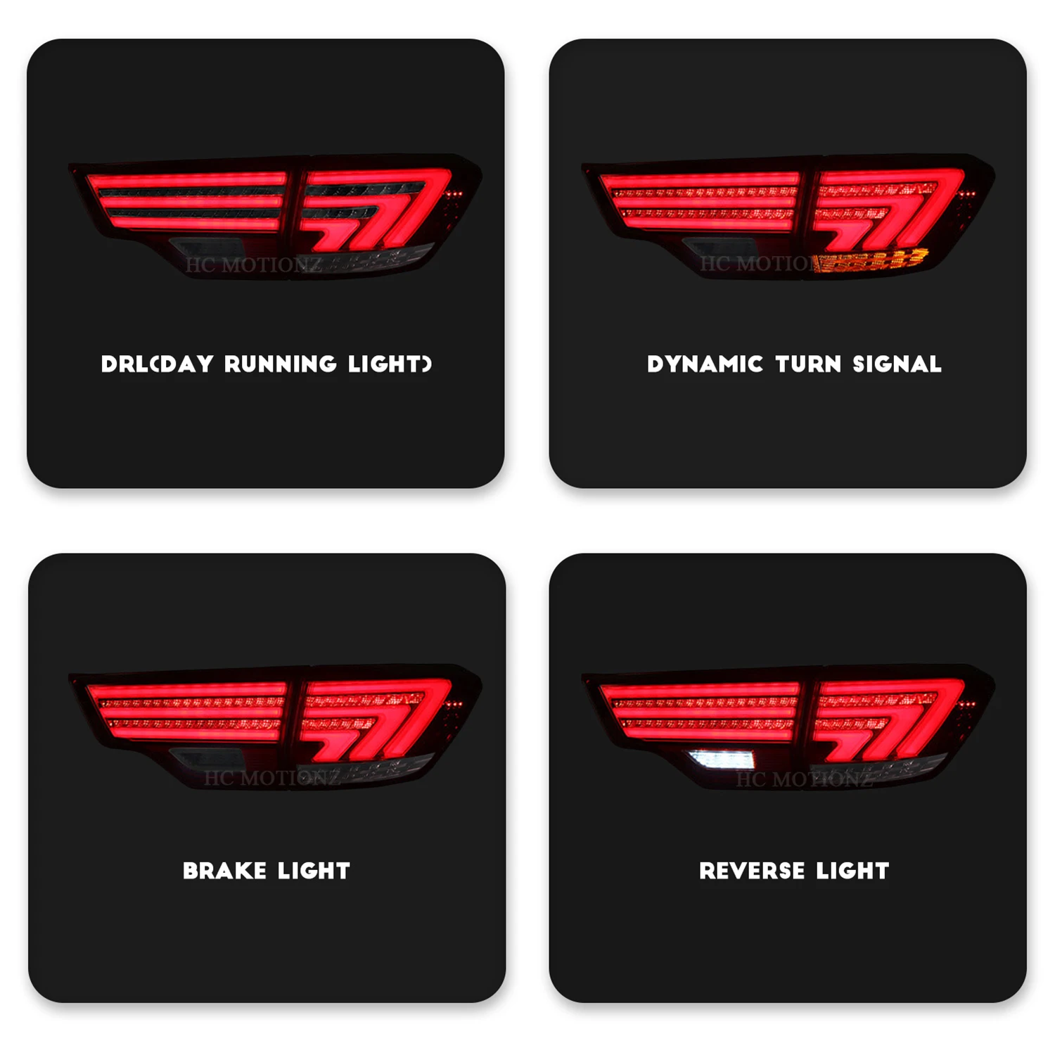 HCMOTIONZ LED Tail Lights Assembly for Toyota Highlander 2014 2015 2016 2017 2018 2019 DRL Car Styling Rear Lamps Accessories