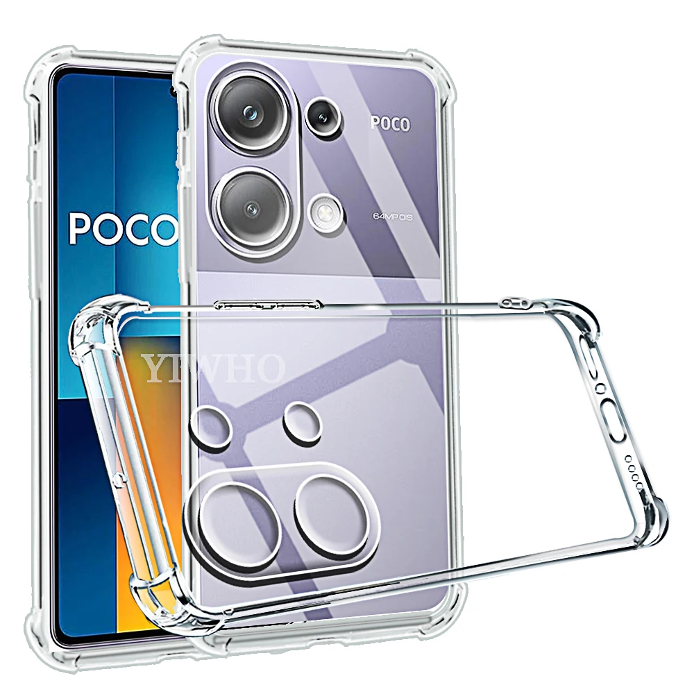 Shockproof Phone Case for Xiaomi Poco M6 Pro 4G M5s M4 M3 Pro 5G Transparent Clear Silicone Soft TPU M 6 5 4 3 Pro Back Cover