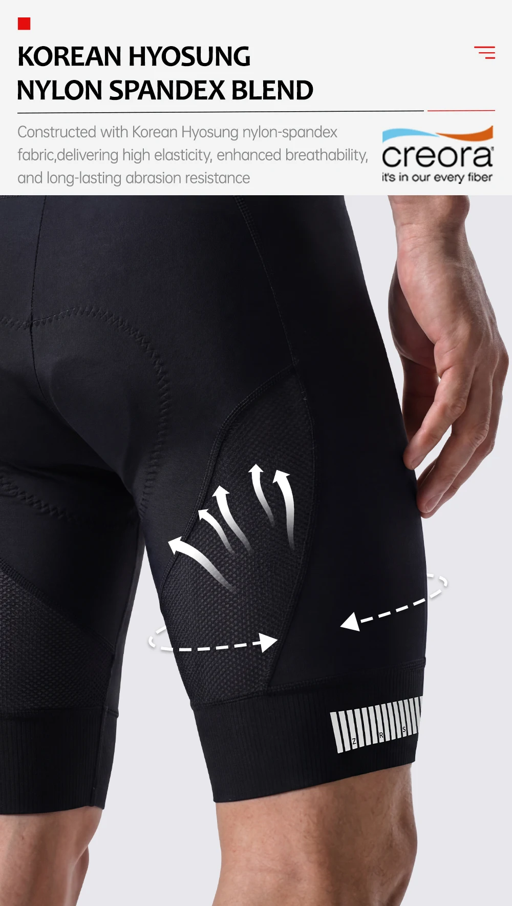 ZRSE Herren-Radhose mit Trägern, 7H, Italien, gepolstert, atmungsaktives Material, Herren-Fahrradbekleidung, MTB, Rennrad, Frühling, Sommer, bequem zum Radfahren. – Detail 11