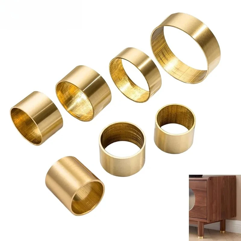 Brass Tube Pipe Round Furniture Foot Sleeve Hoop Ring OD 17 to 80mm Thickness 1.5mm for Cabinet Chair Table Sofa Bed