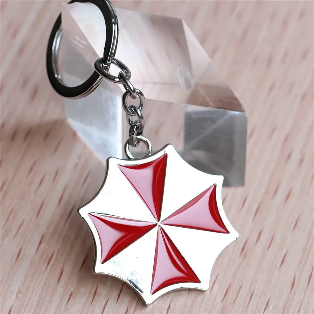 Popular Movie  Keychain Biohazard Umbrella Corporation Red Enamel Metal Keyring Fashion Car Key Chain for Fans Car Gadget