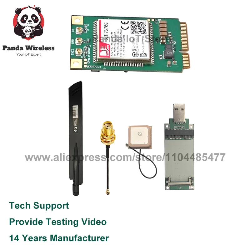 

SIMCOM LTE CAT1+4G SIM7670G Mini PCIe Module with SIM Card Slot Global Version with Transfer Board And Antenna GPS Optional
