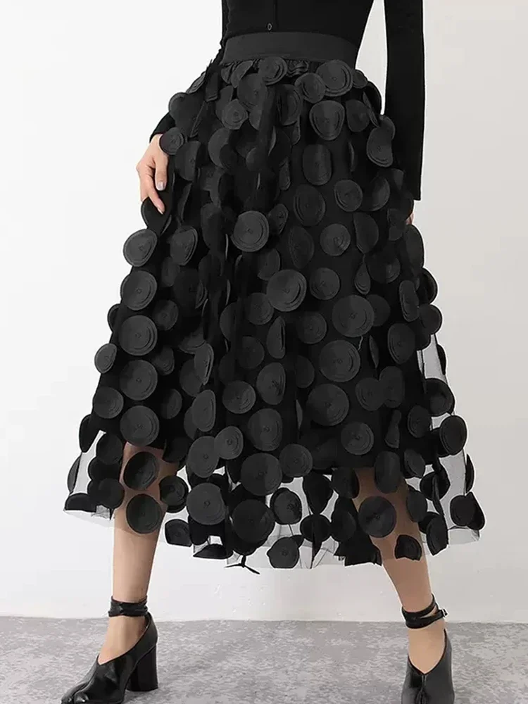 Jupe longue en Tulle noir pour femmes, Design à la mode, élégante, Vintage, ligne A, taille haute, jupe Midi, printemps été, 2025, JJ321