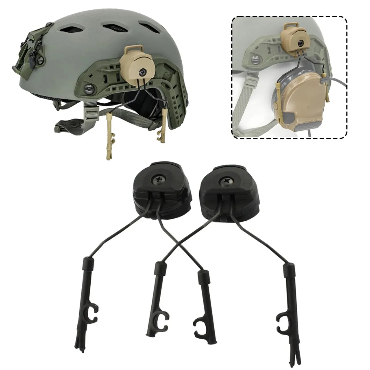 

Тактический кронштейн для гарнитуры Fast Ops Core Helmet ARC Rail Adapter Set Hunting Comtac II Series Гарнитура с шумоподавлением