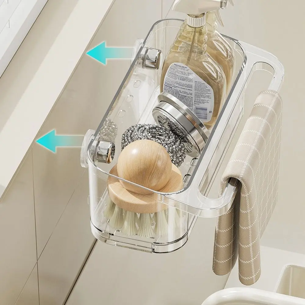 

Punch Free Kitchen Sink Drain Rack Waterproof Dustproof Rag Storage Rack Space Saving with Water Tray Kitchen Organization