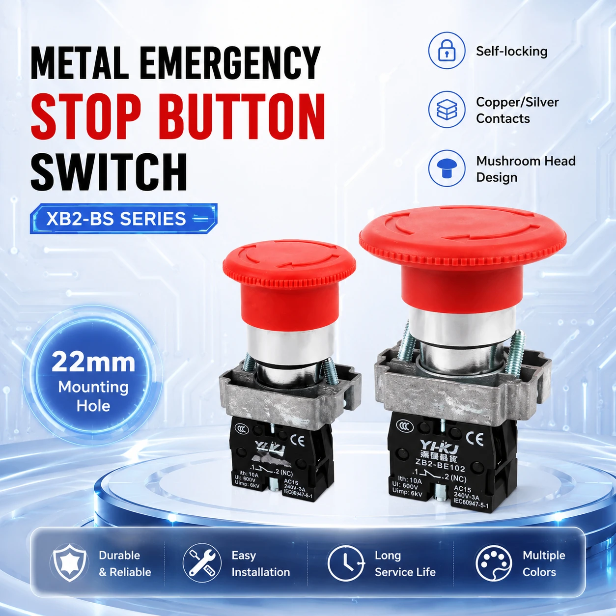 XB2-BS542 Push button switch mushroom head emergency stop button BS541 BS544 BS545